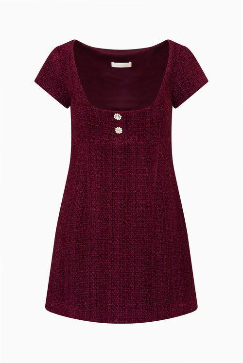 Bordeaux Tila Tweed Mini Dress