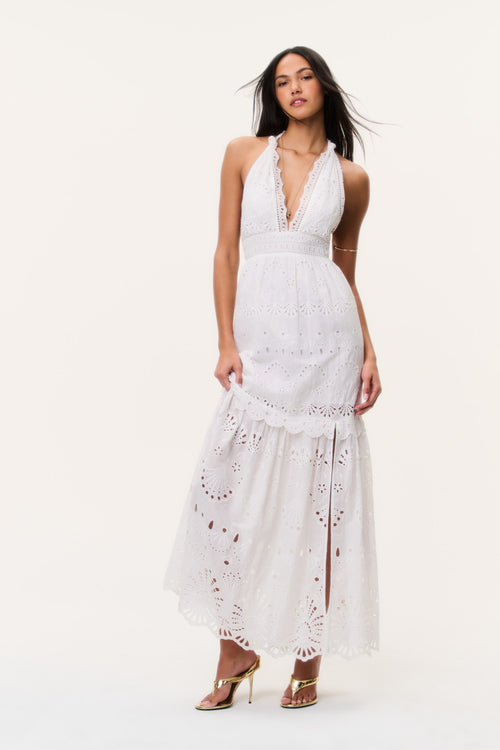 Trix Eyelet Halter Maxi Dress