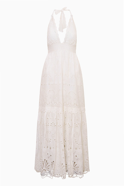 Trix Eyelet Halter Maxi Dress