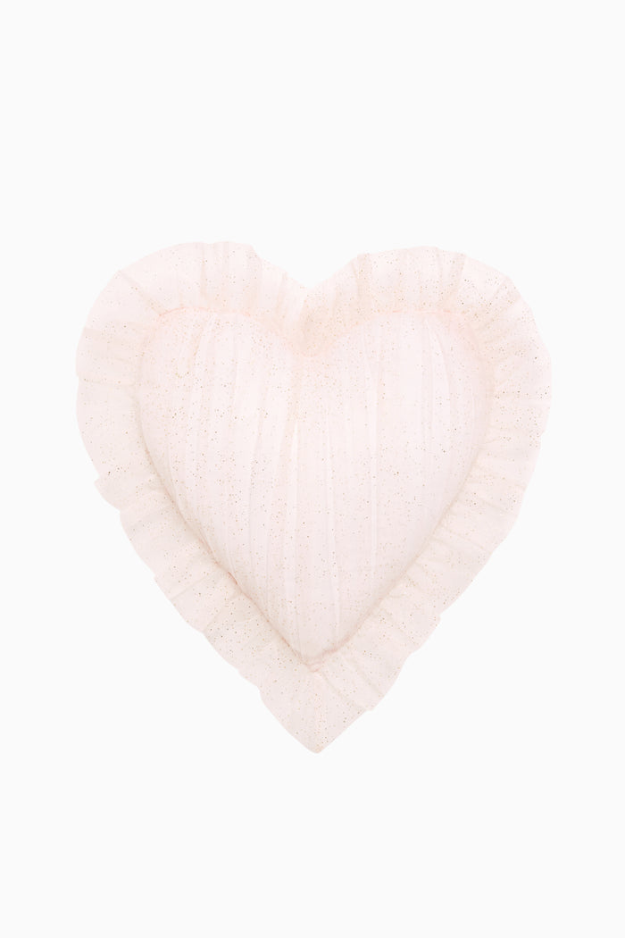 Tulle Ruffle Heart Pillow