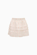 Two-layered skirt with floral pattern on a white background