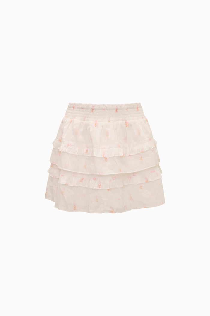 Two-layered skirt with floral pattern on a white background