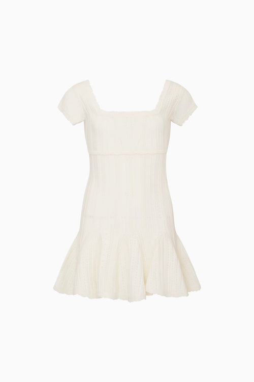 White dress with cap sleeves on a white background