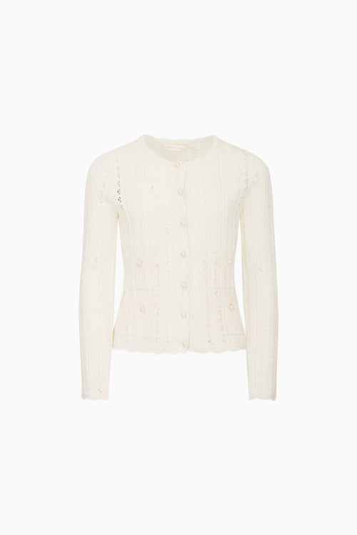 White long-sleeve cardigan on a white background