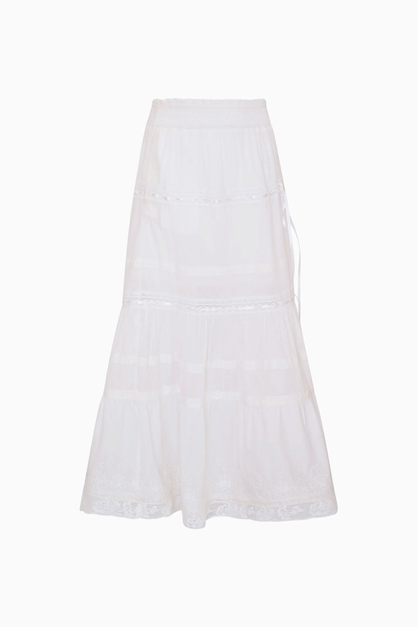 Girls Cotton Eyelet Embroidery Tiered Maxi Skirt | LoveShackFancy