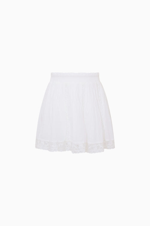 White lace-trimmed skirt on a white background