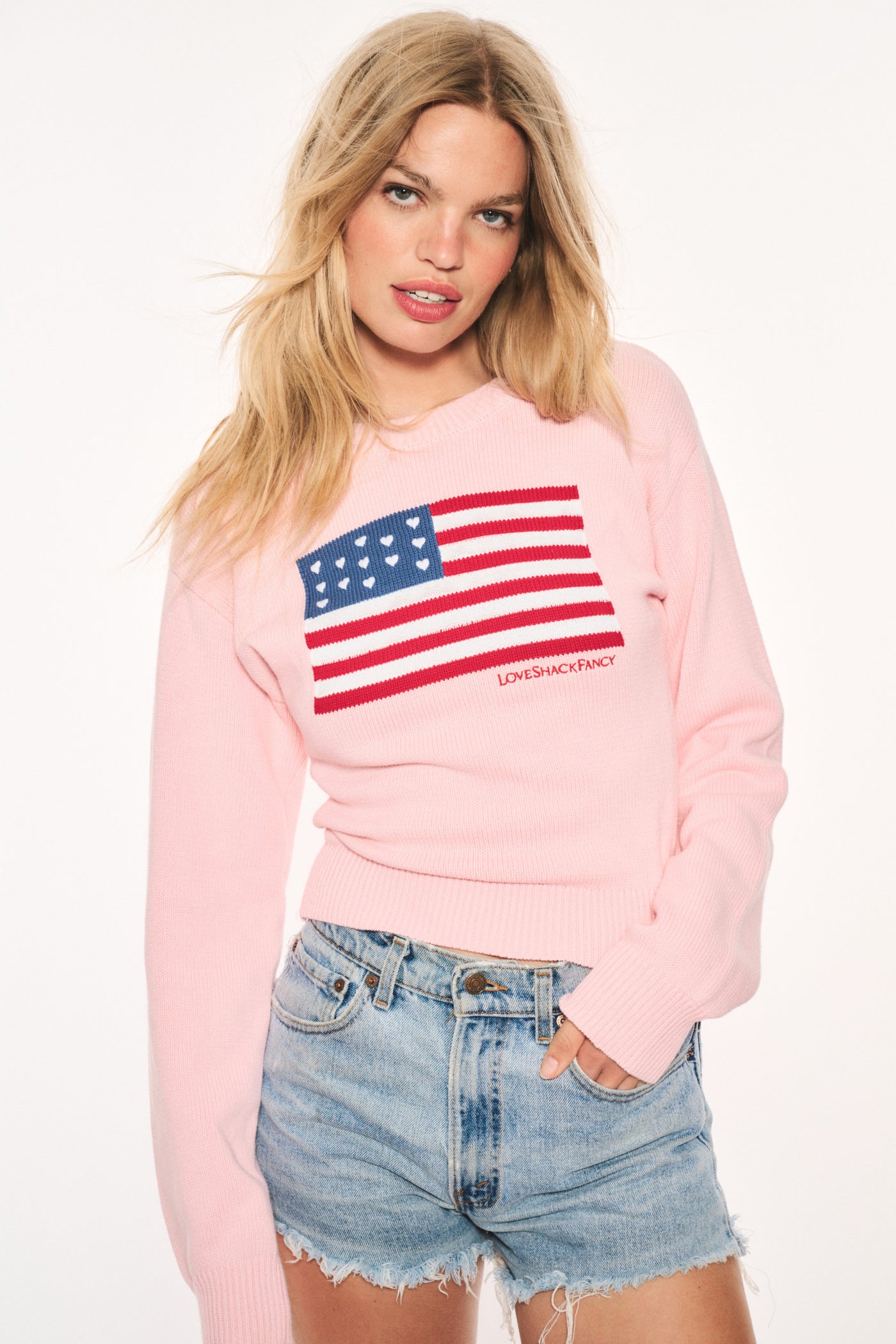 Ty Cotton Flag Pullover Blushing Liberty