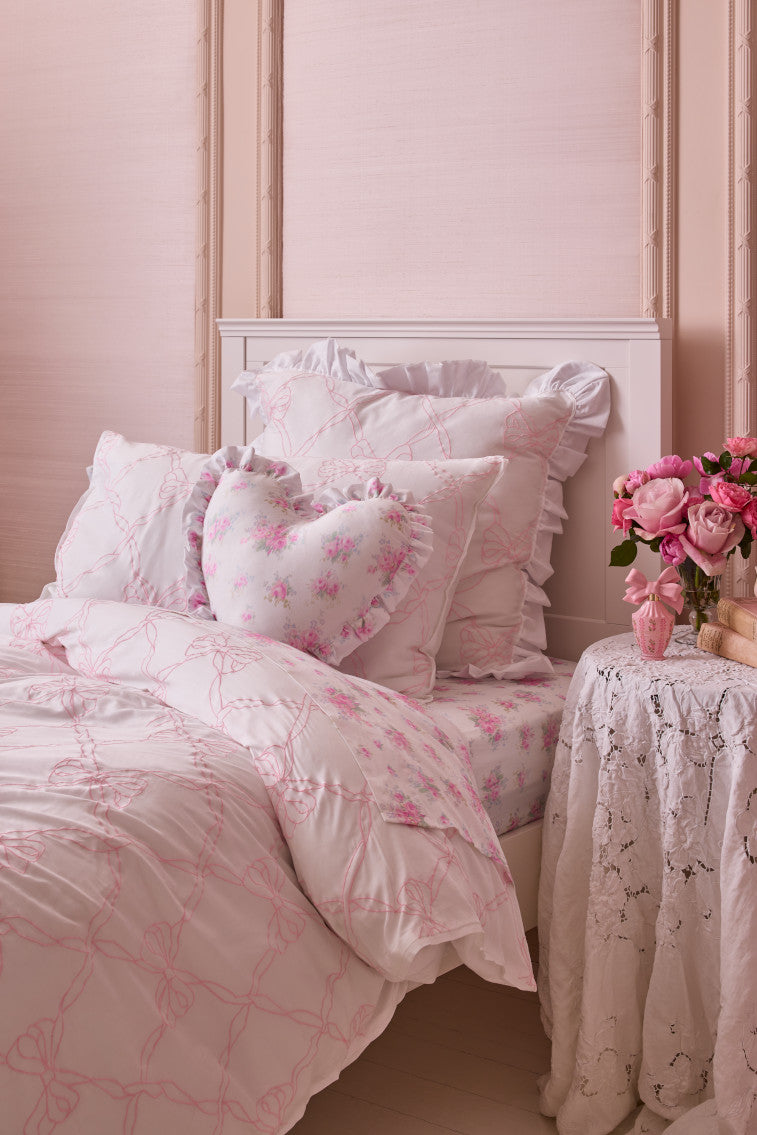 Embroidered Quilted Ruffle Print Duvet Cover | LoveShackFancy