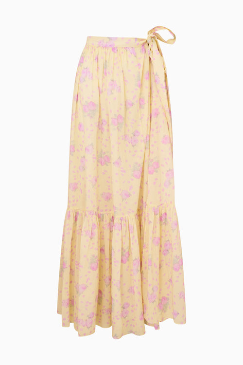 Yellow floral skirt on a white background