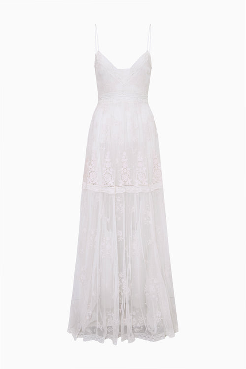 Valmy Embroidered Tulle Maxi Dress