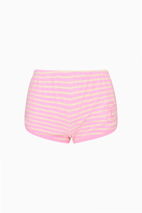 Veluna Terry Stripe Mini Shorts
