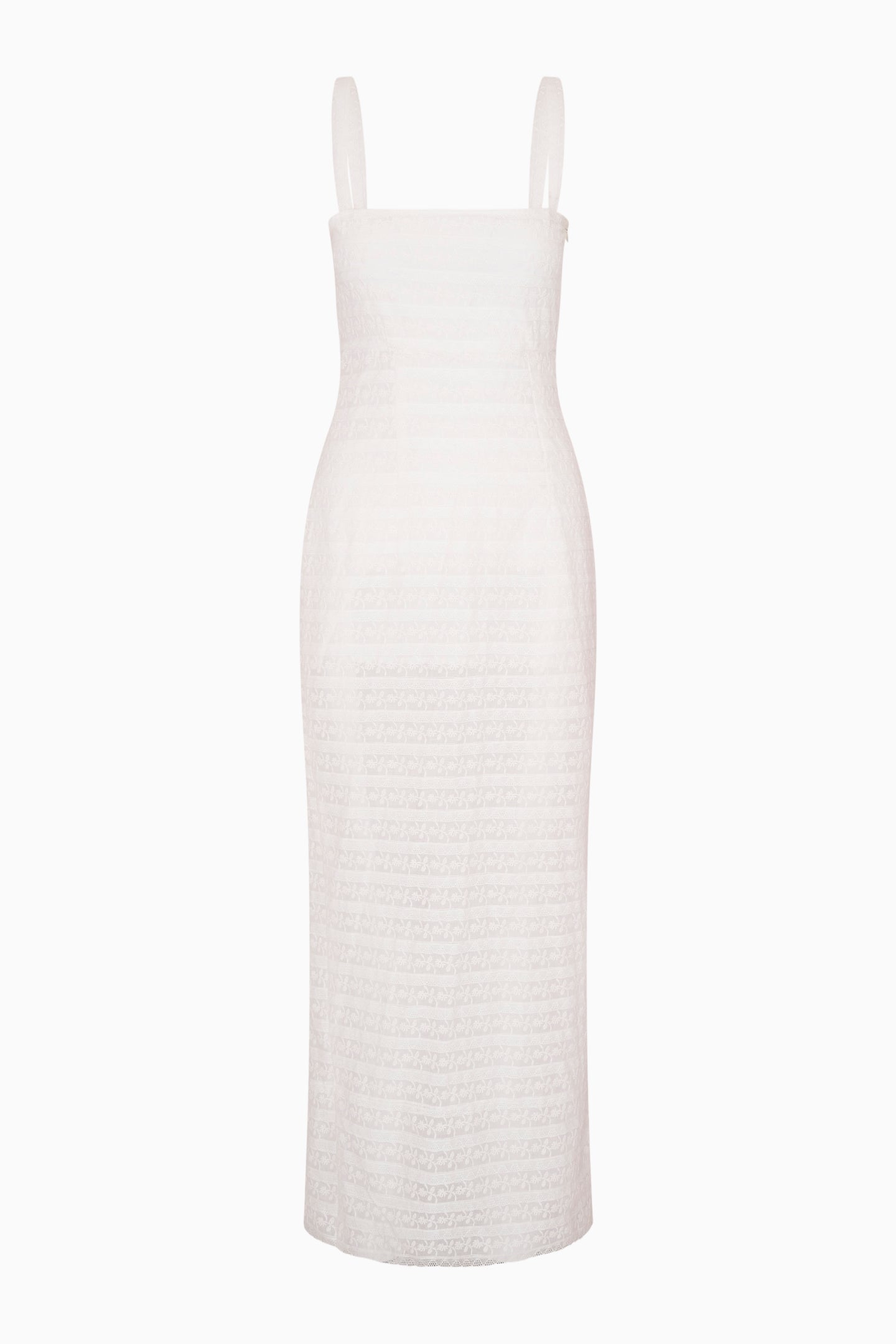 Striped Lace Spaghetti Strap Square Neck Midi Dress | LoveShackFancy