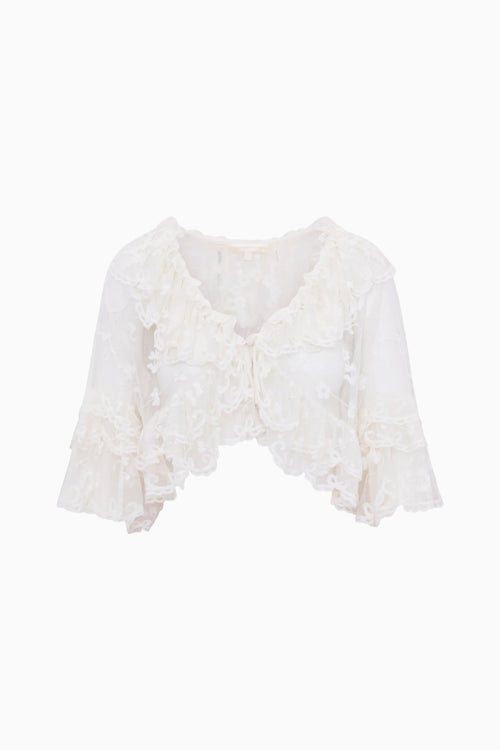 White lace top on a white background