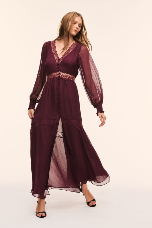 Vionara Sheer Silk Maxi Dress