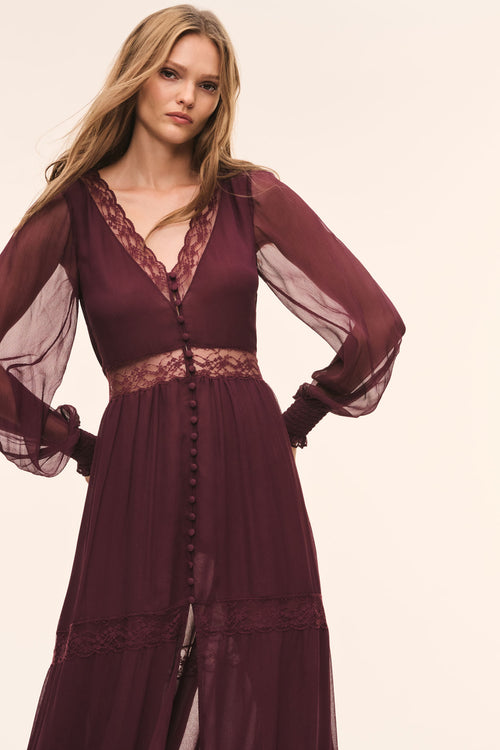 Vionara Sheer Silk Maxi Dress