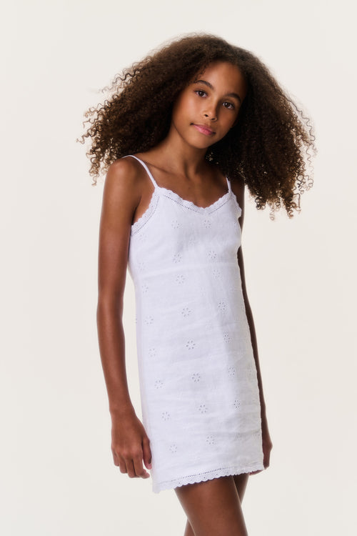 Tween Eyelet Linen Virelai Dress