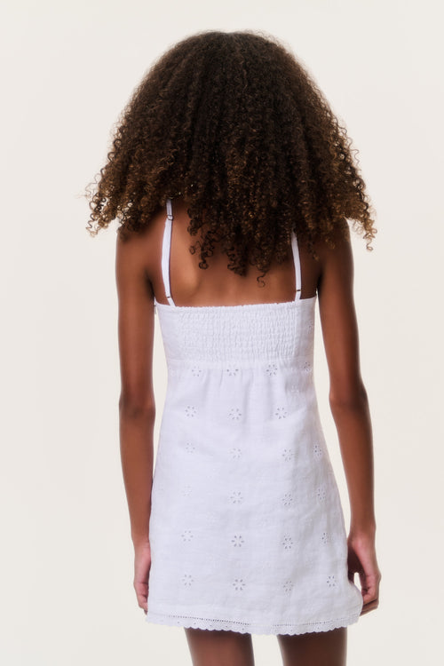 Tween Eyelet Linen Virelai Dress