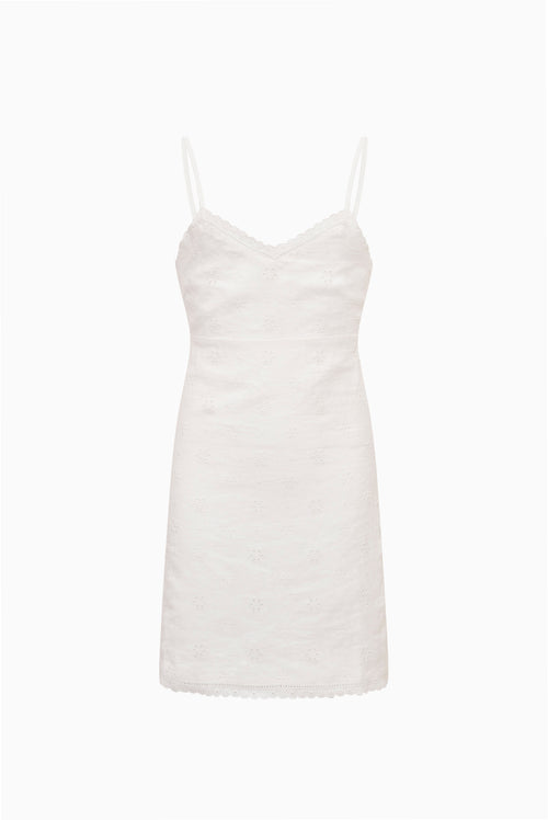 Tween Eyelet Linen Virelai Dress