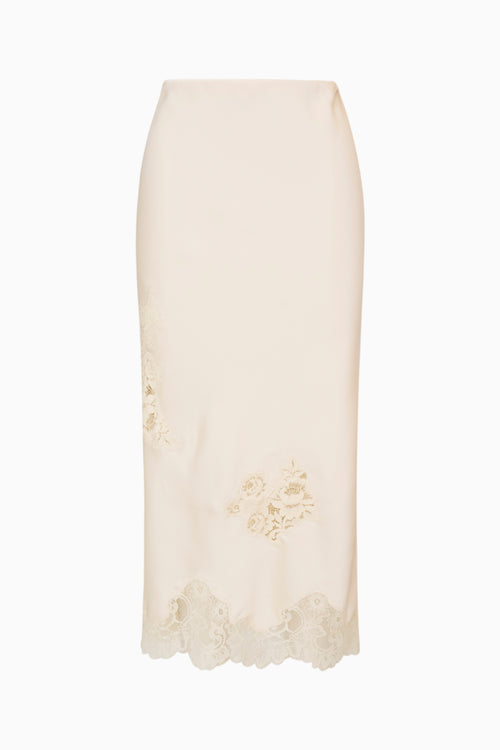 Vivia Satin Lace Midi Skirt