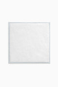 Rectangular white filter with silver frame on a white background