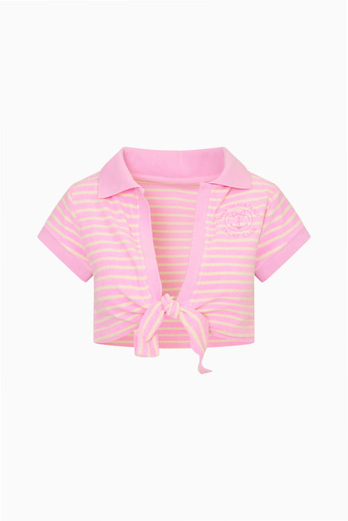 Waverlynn Cropped Terry Stripe Polo