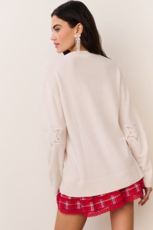 Westcott Wool-Cashmere Lace Star Pullover