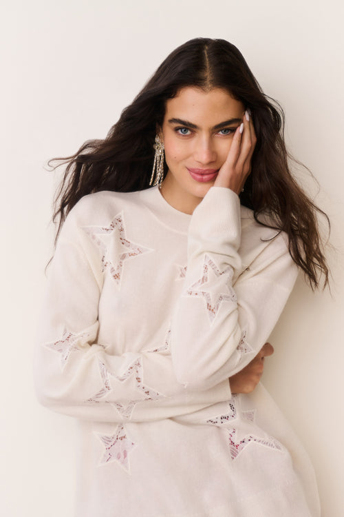 Westcott Wool-Cashmere Lace Star Pullover