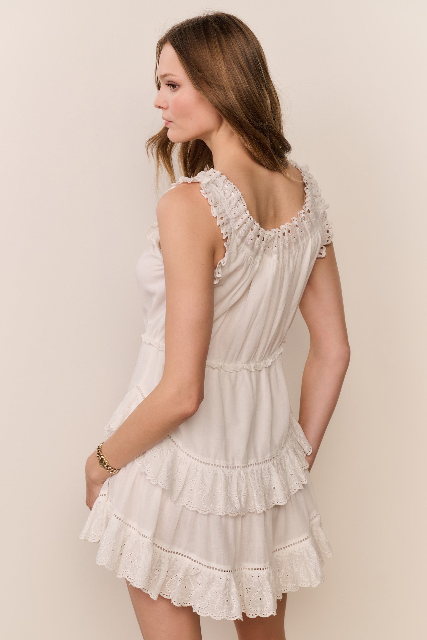 Zayan Heart Eyelet Cotton Mini Dress
