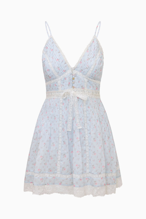 Zirelle Floral Cotton Lace-Trimmed Mini Dress