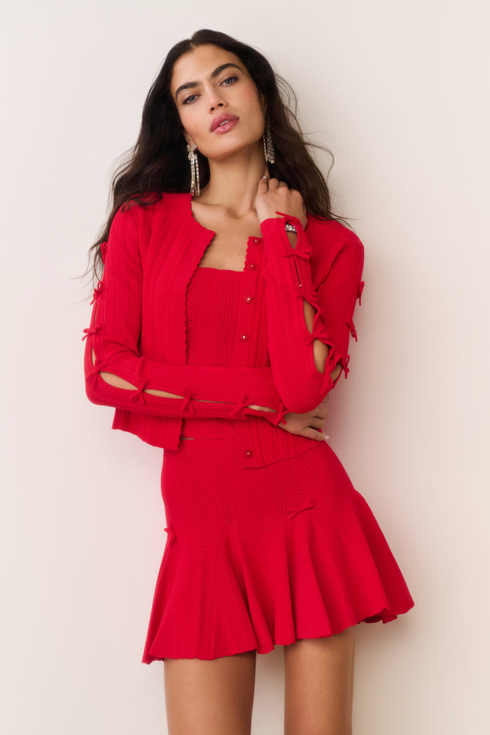 Zoriah Rib Pointelle Knit Cardigan