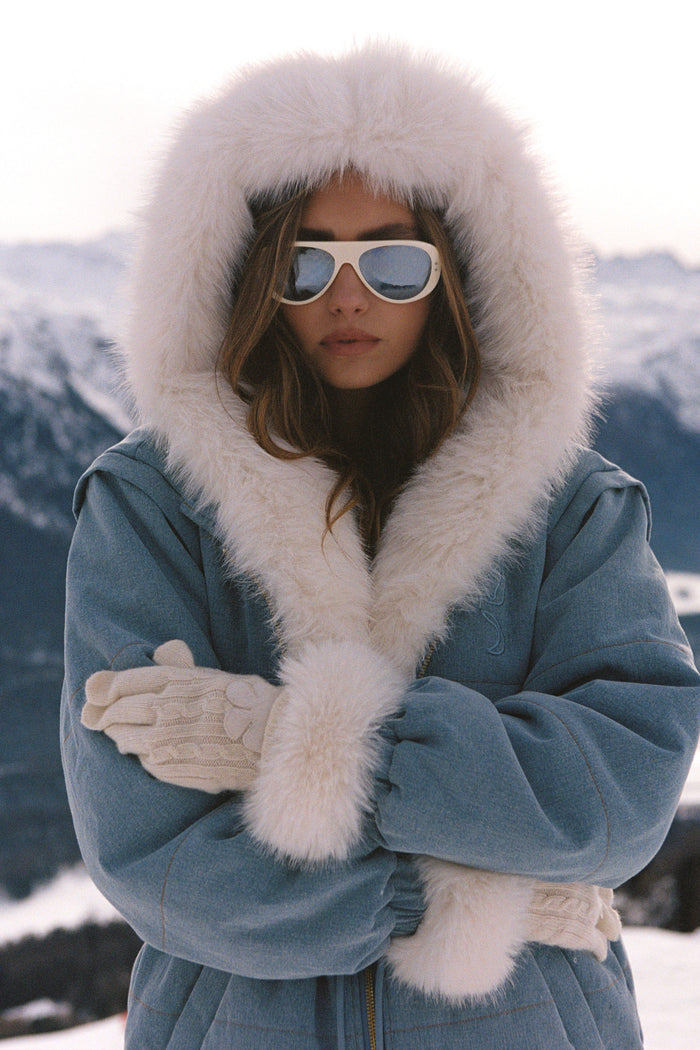 LoveShackFancy x MAX&MOI Deva Denim Convertible Jacket