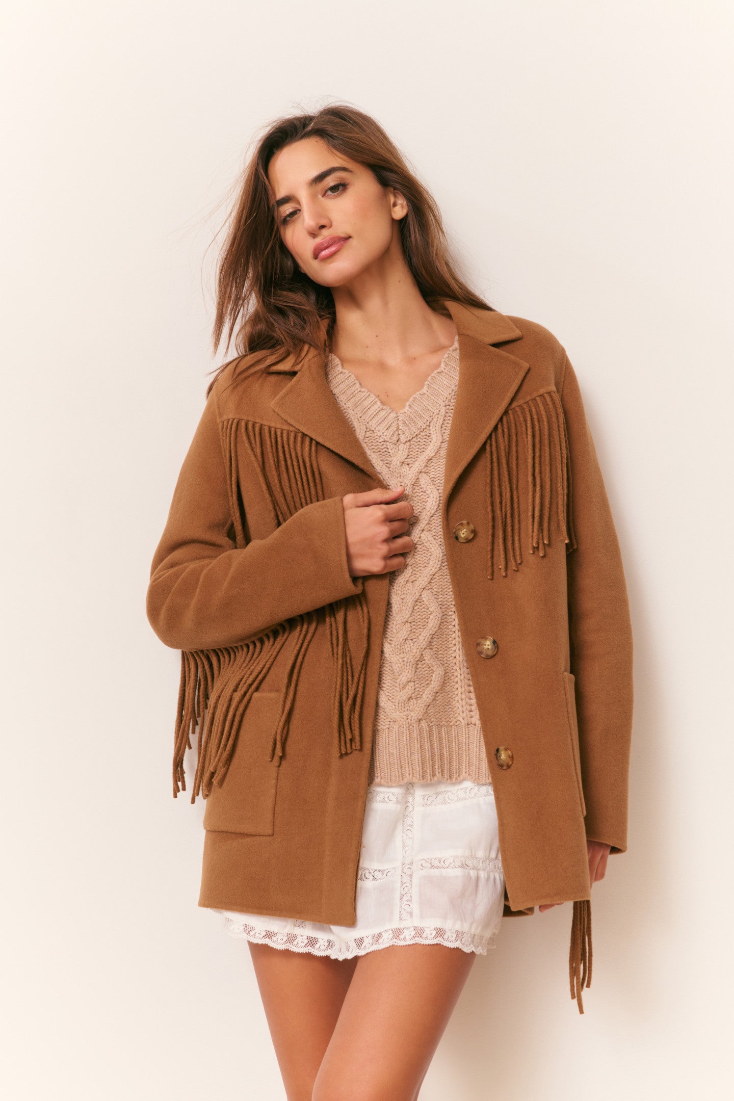 Maebella Wool Fringe Jacket