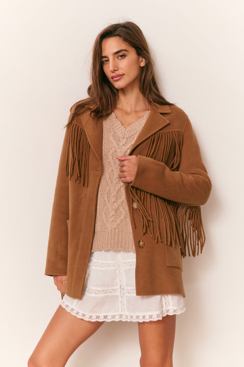 Maebella Wool Fringe Jacket
