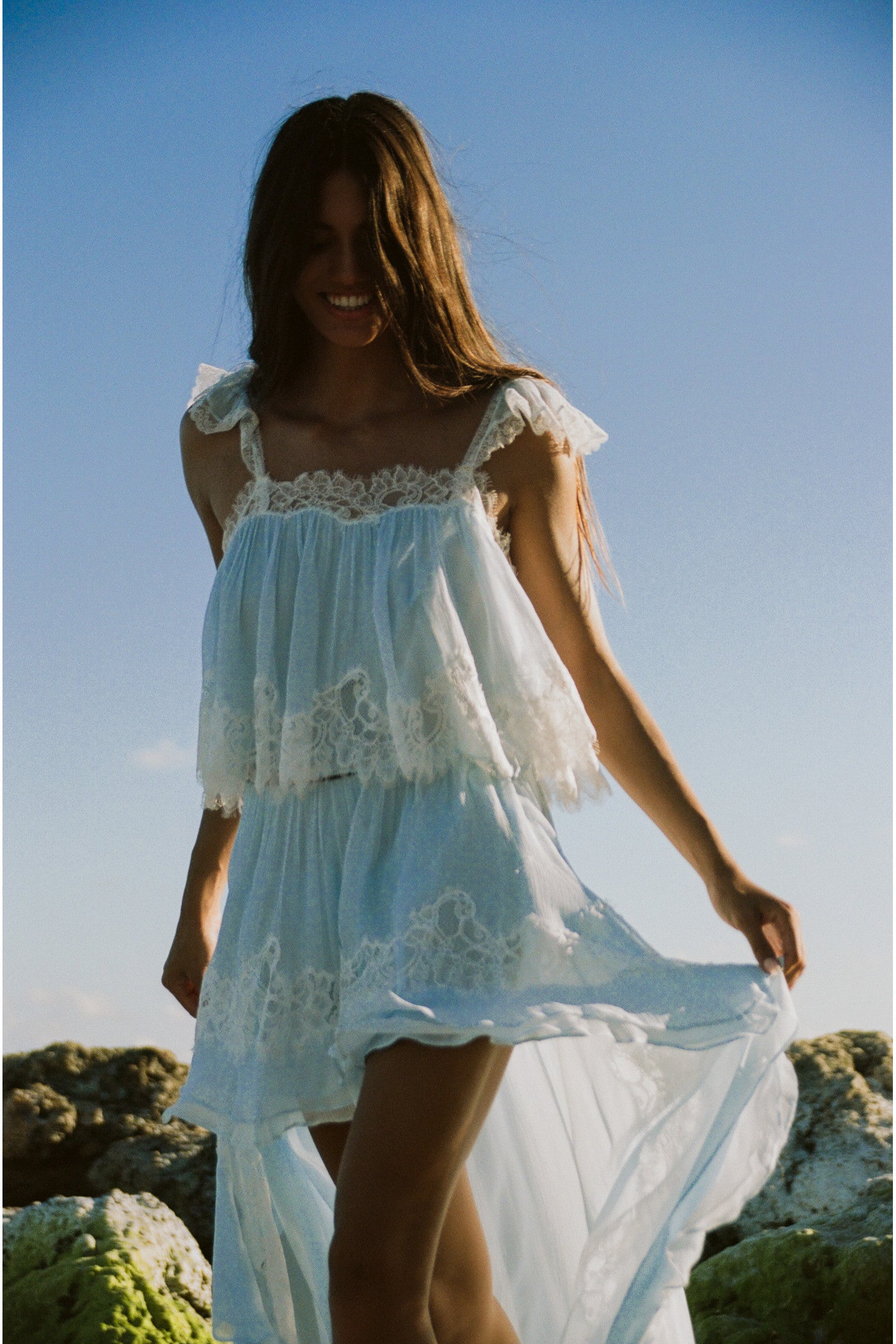 Lova Silk Chiffon Lace Top