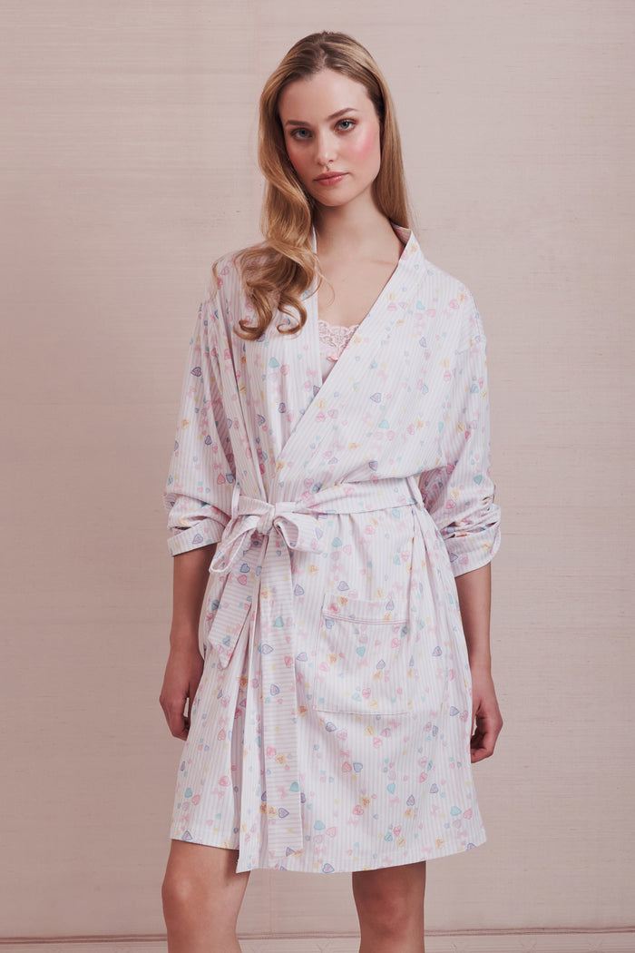 LoveShackFancy x Roller Rabbit Candy Heart Stripe Blake Robe