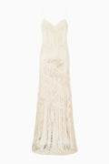 White fringe dress on a white background
