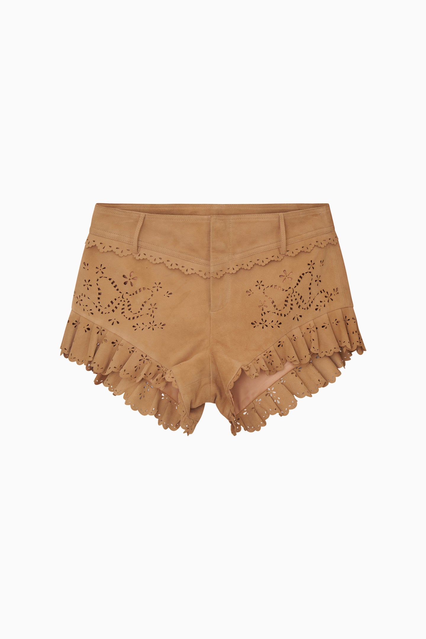 Azalure Suede Eyelet Mini Shorts