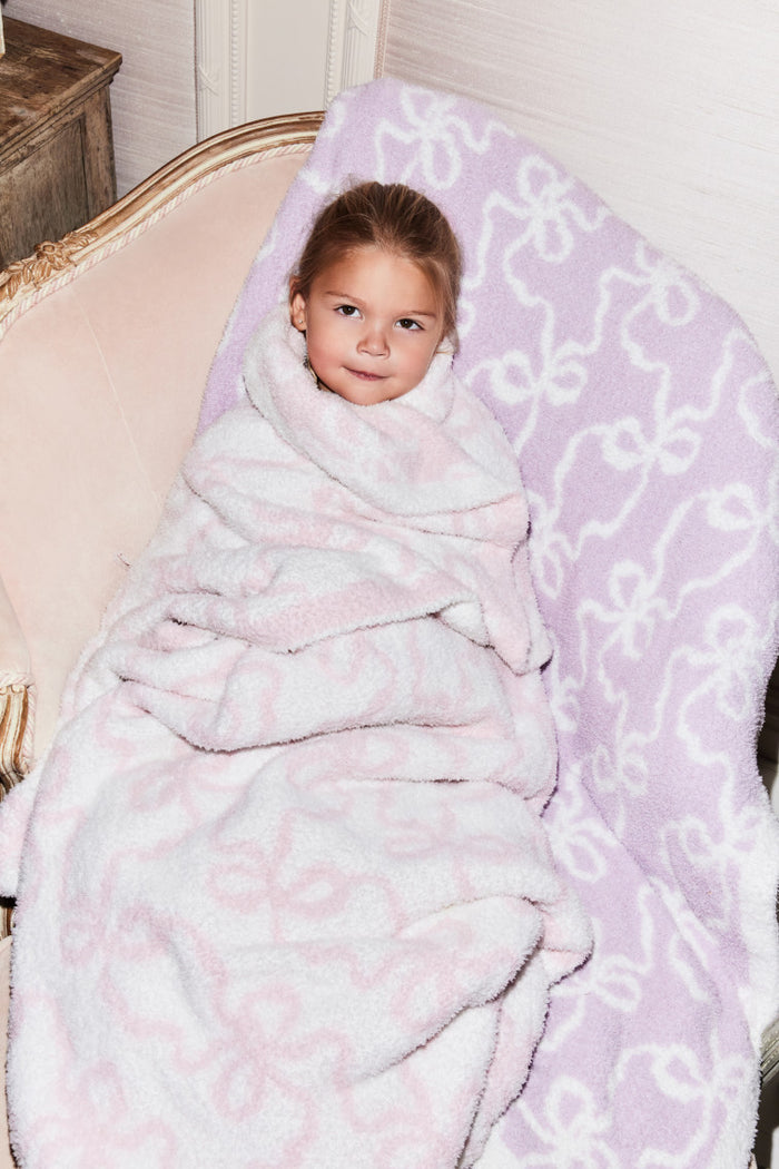 Teddy Bow Blanket - BLUE MOON