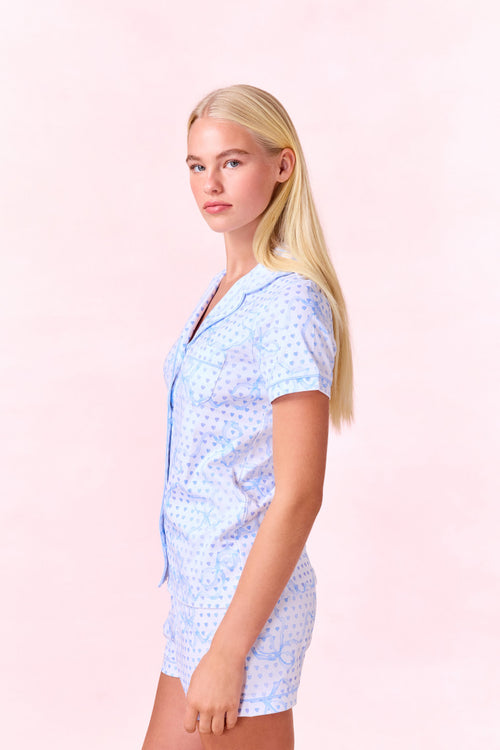 LoveShackFancy x Roller Rabbit Luna Bow Hearts Polo Pajamas