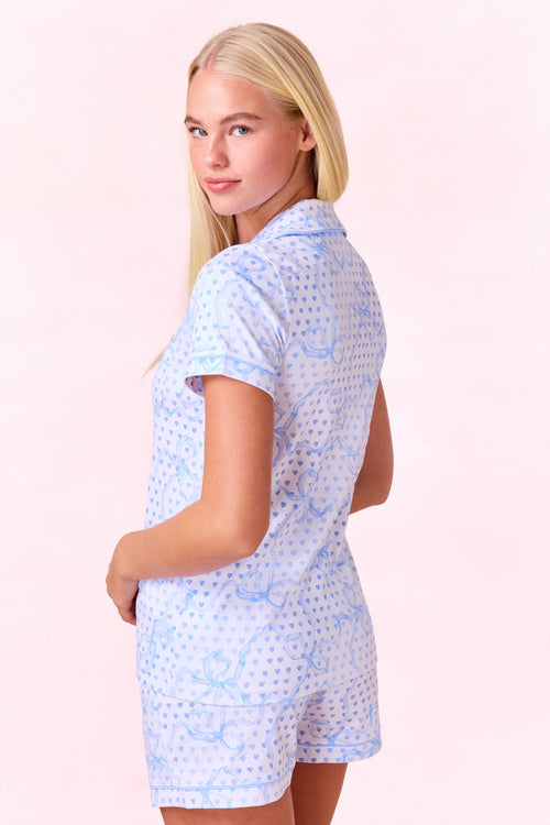 LoveShackFancy x Roller Rabbit Luna Bow Hearts Polo Pajamas