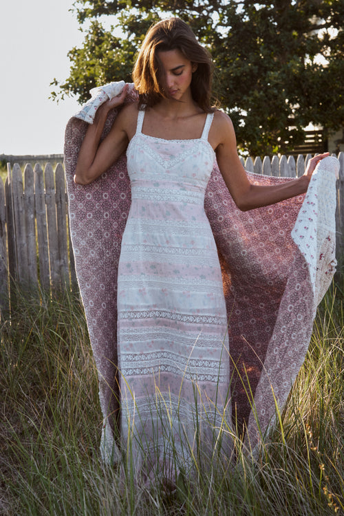 Carwen Cotton Mixed Print Maxi Dress