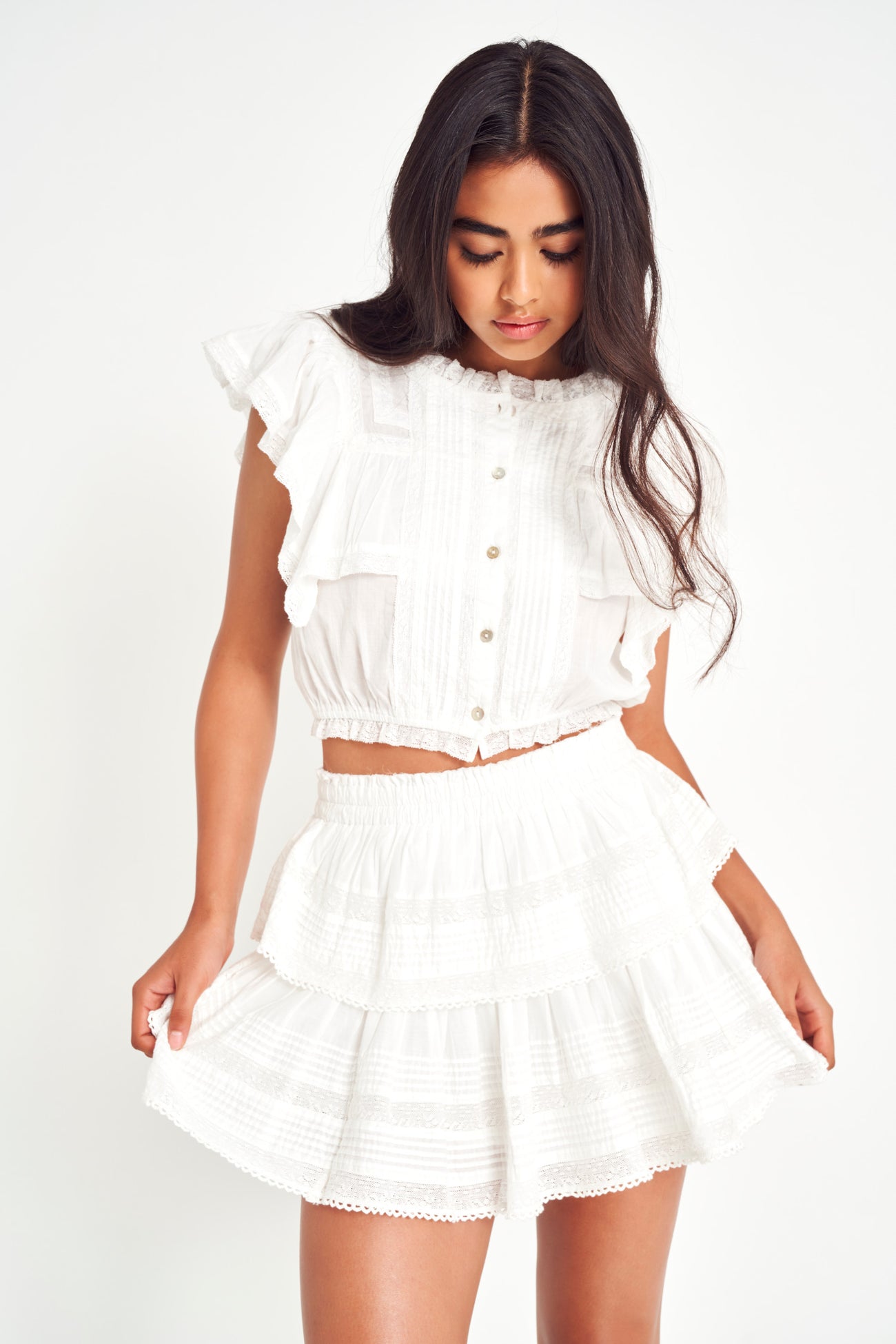 Ruffle Mini Summer Heirloom Print Skirt