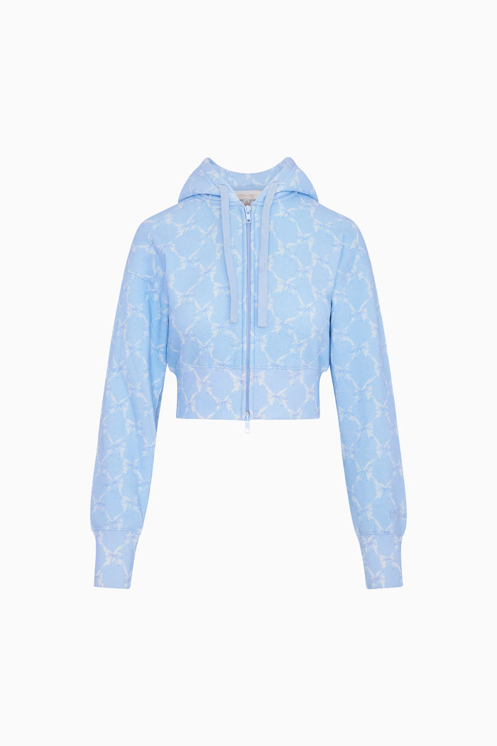 Light blue hoodie with star pattern on a white background