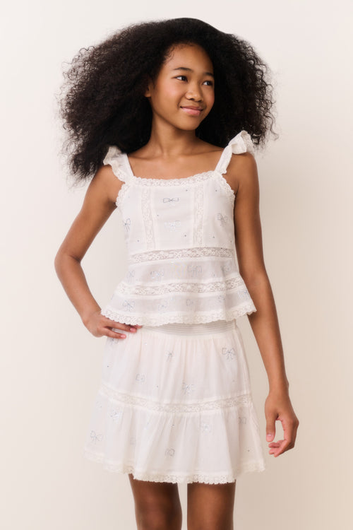Tween Melsy Crystal Bow Cotton Top