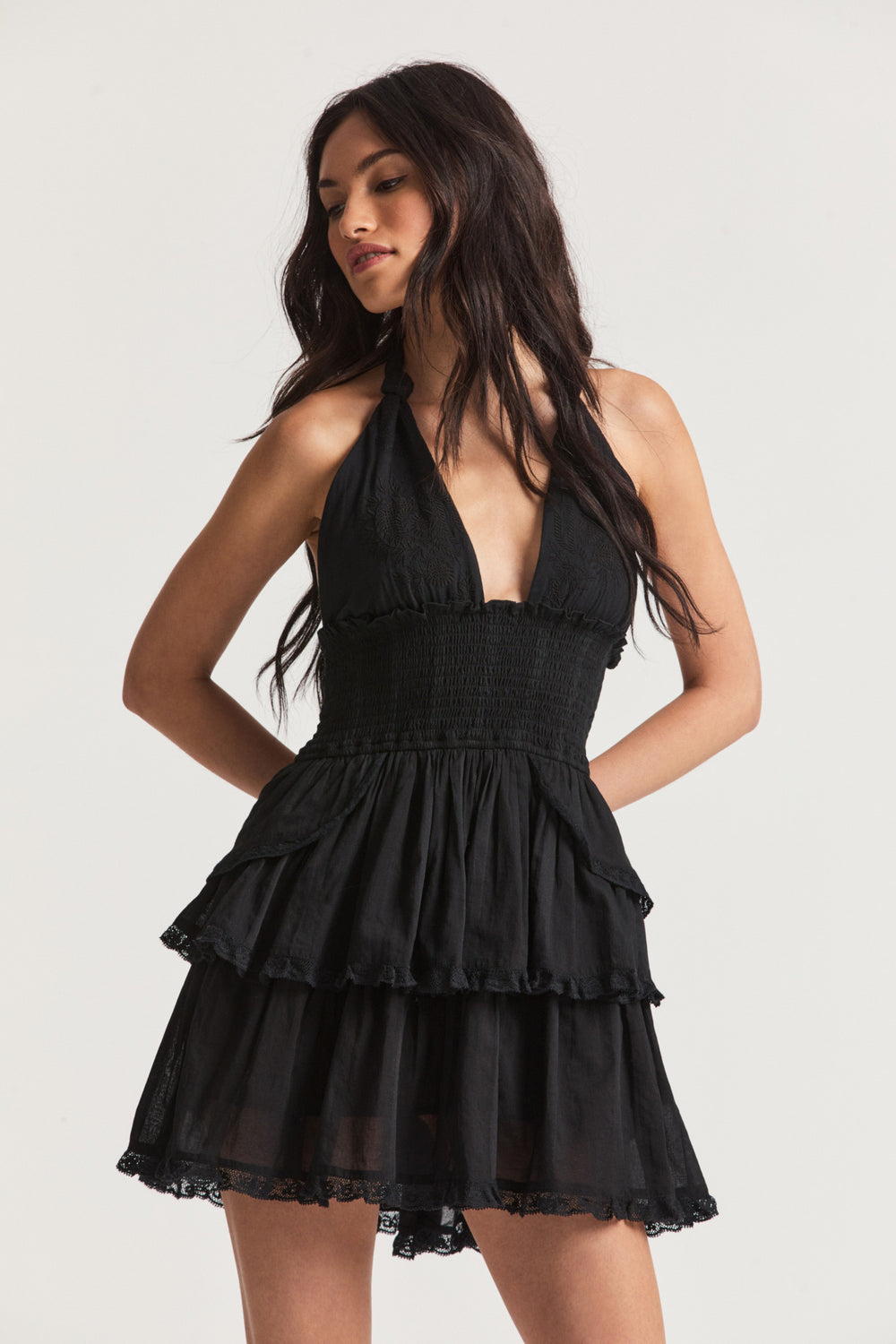 Deanna Halter Black Mini Dress