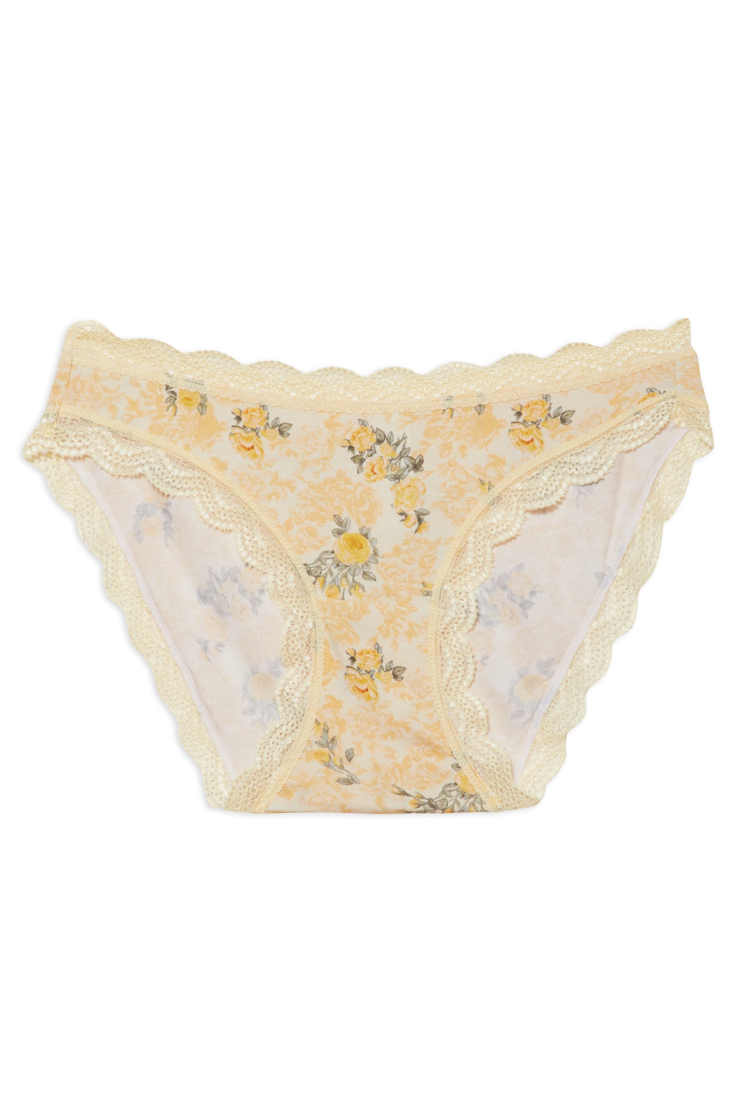 Floral rose print underwear set in soft cotton with lace trim