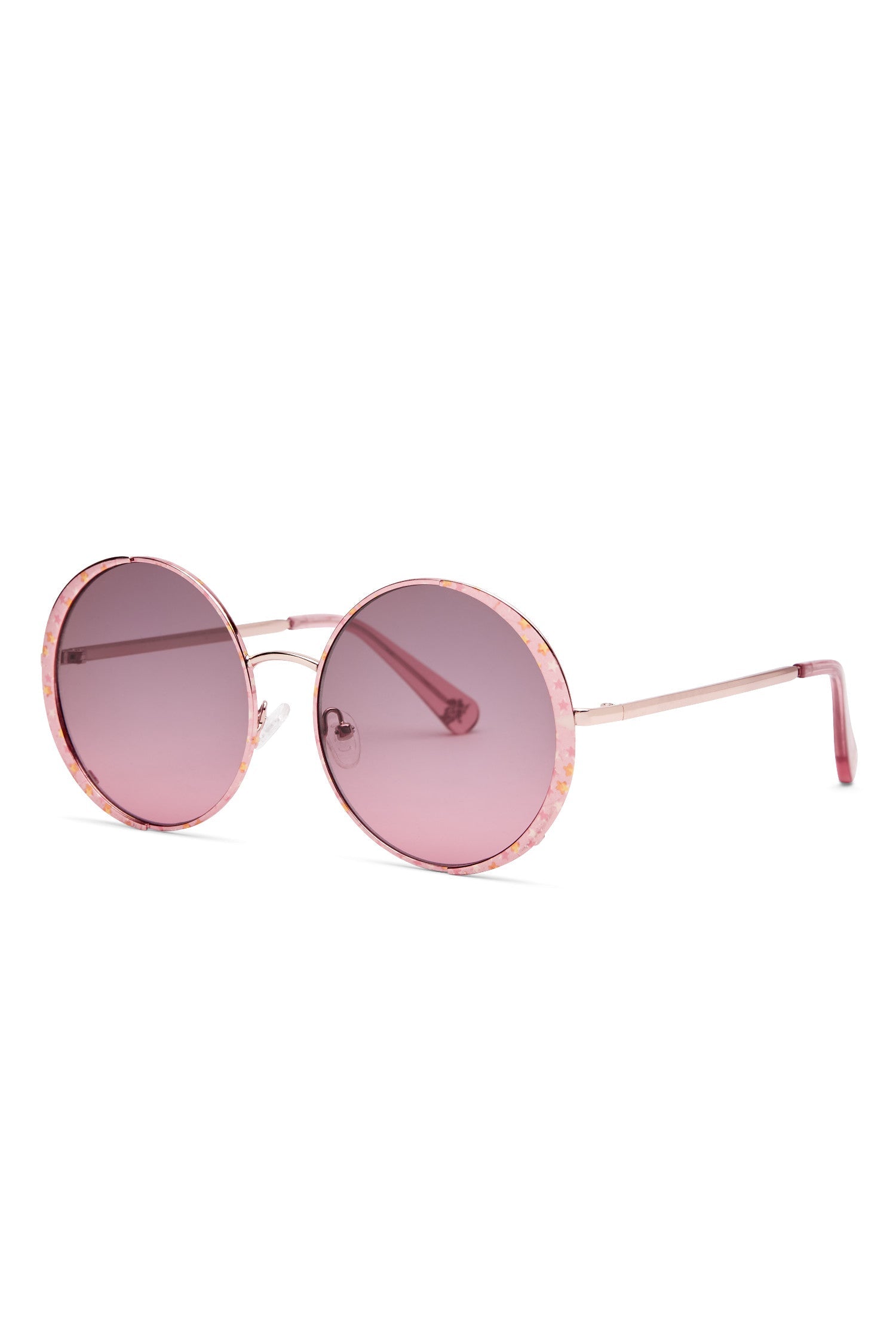Womens round sunglasses with flower detailing